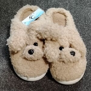 Cozy Tan Fuzzy Dog Slippers